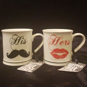 *Ceramic Coffee Mug Set: His Mustache & Hers Lips*